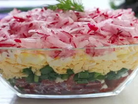 Салат з редисом та копченою ковбасою