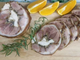 Рулет зі свинячої рульки з куркою та грибами (Святкова шинка)