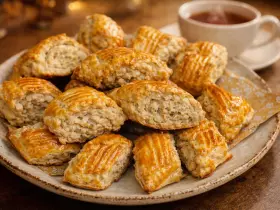 Хрустке східне печиво Гата з листкового тіста з горіхами