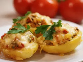 Картопля фарширована куркою та сиром
