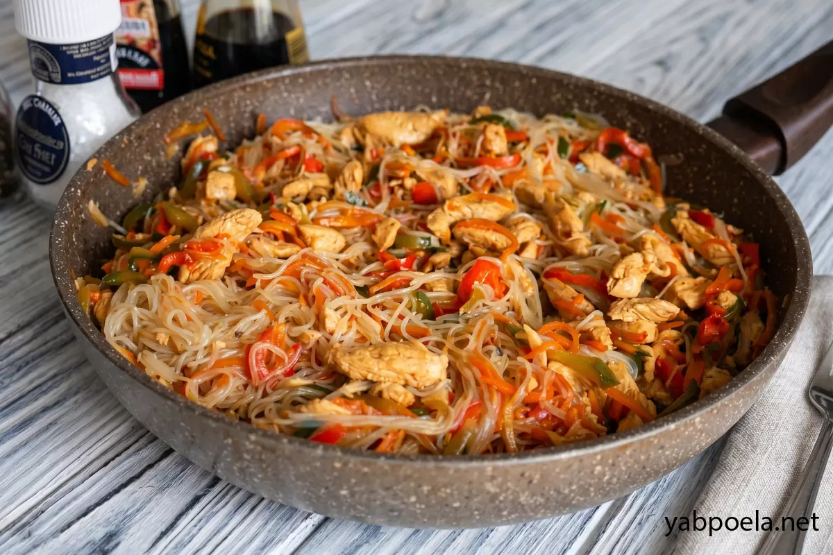 Фунчоза з куркою та овочами