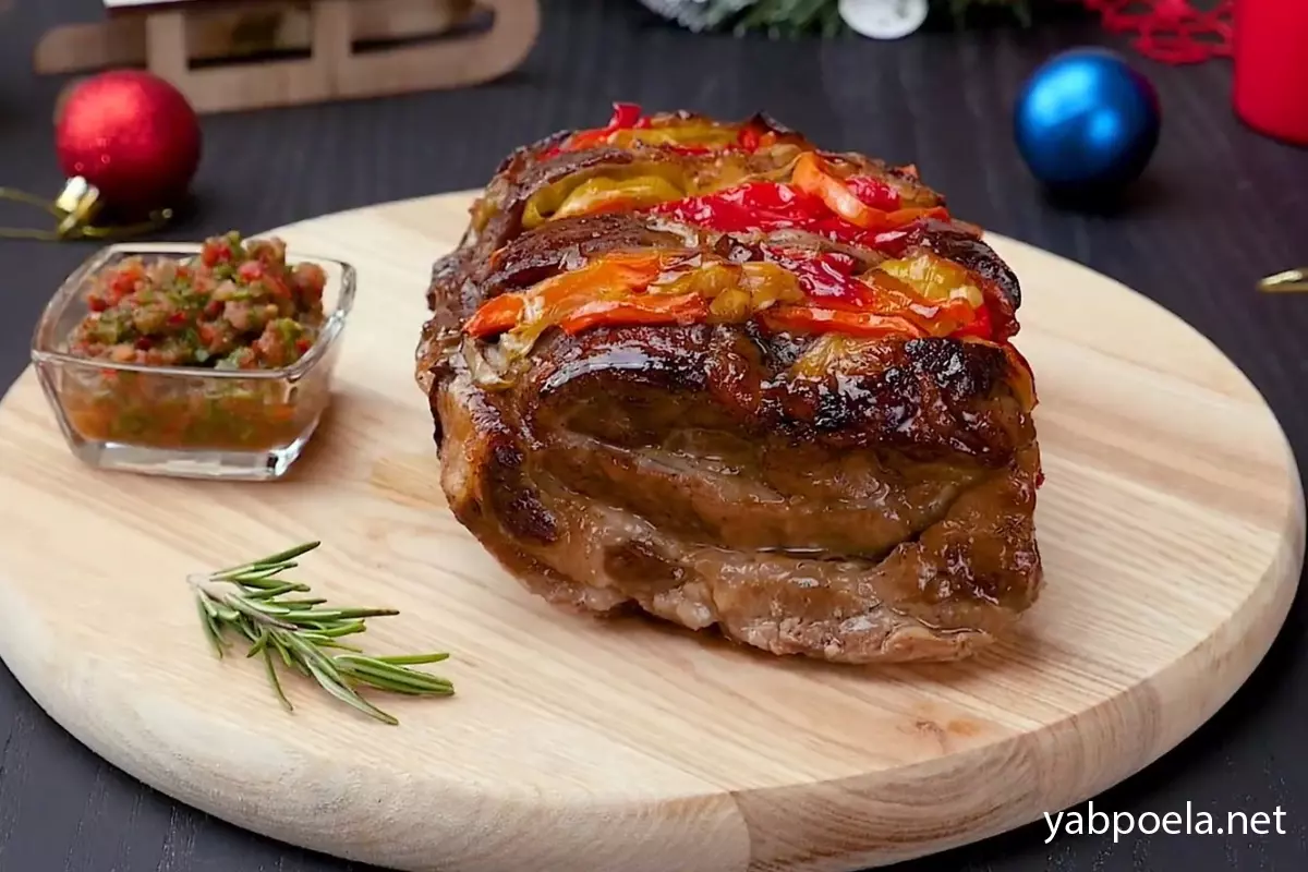 Свинина запечена з овочами та медом