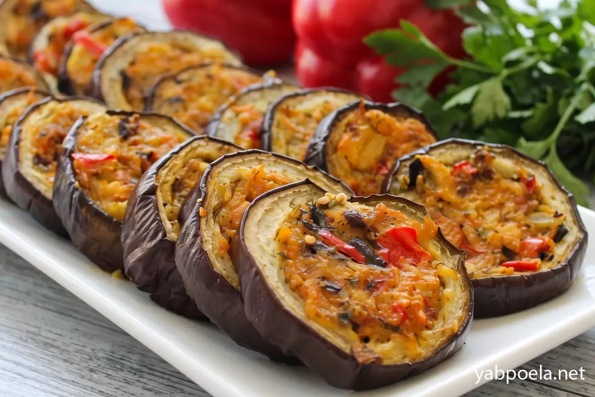 Фаршировані баклажани грибами та овочами